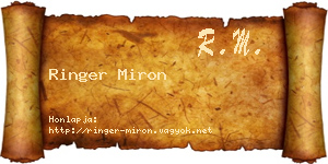 Ringer Miron névjegykártya